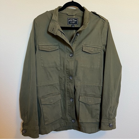 Lucky Brand Army Green Military Style Jacket w/ Drawstring Waist - Size M (EUC) - Picture 3 of 9